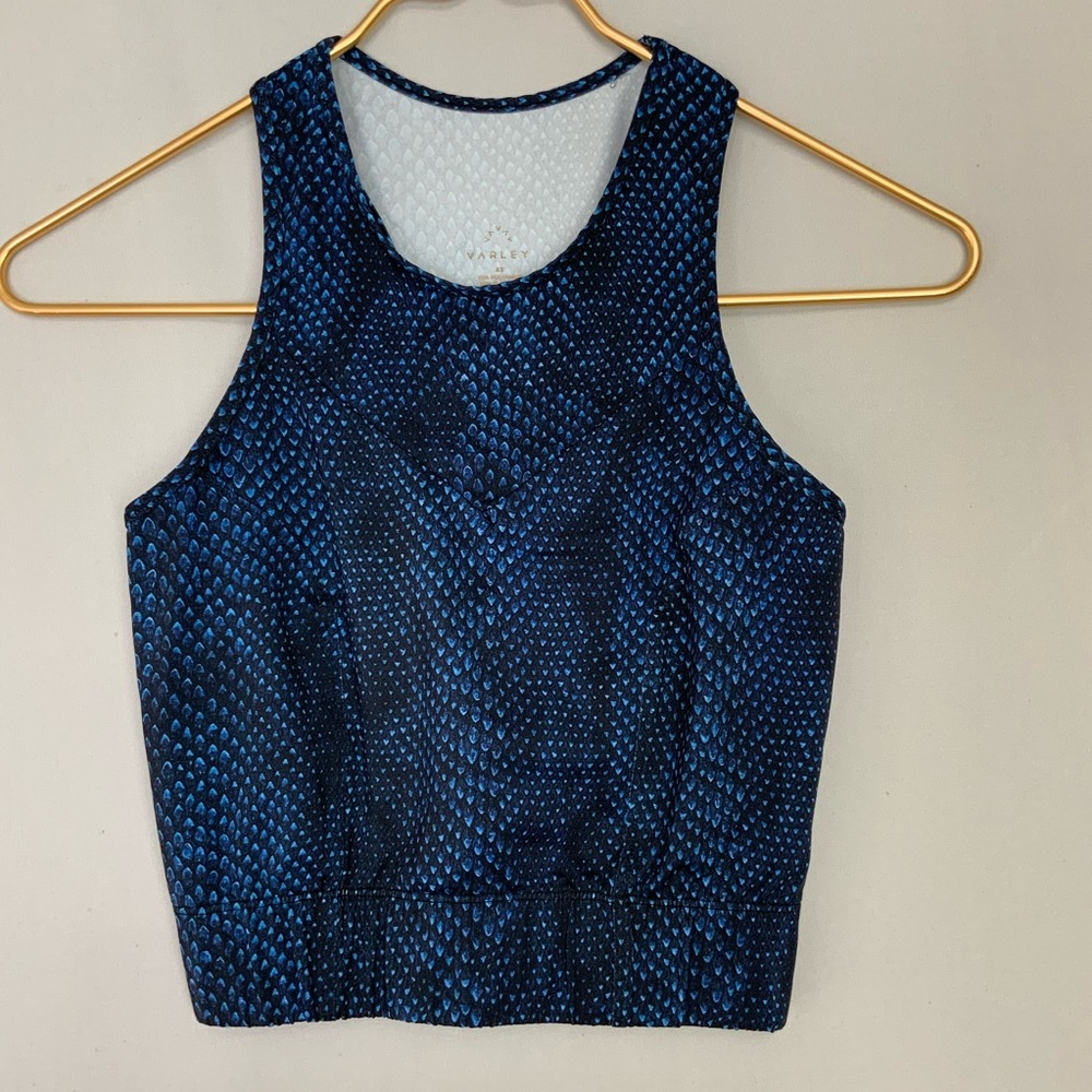 Varley Sz XS Blue Snake Print Longline Sports Bra Athletic Tank Top